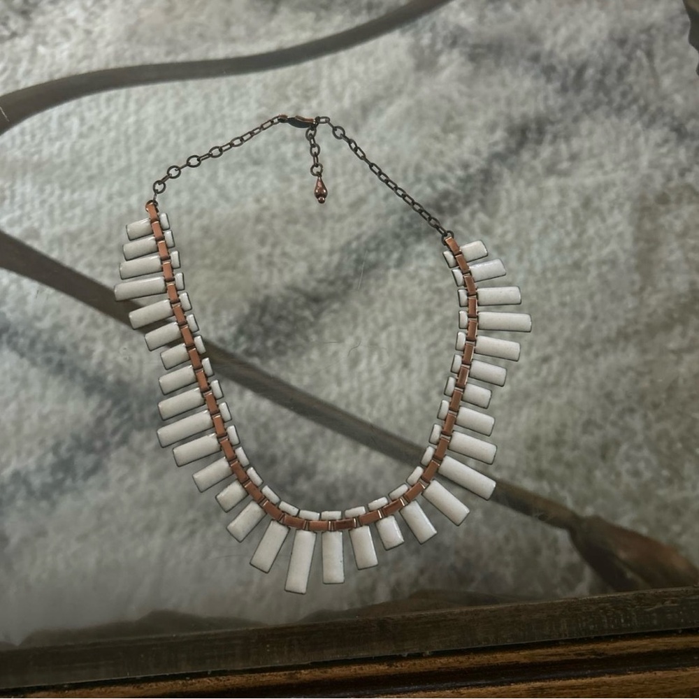 1950s copper white enameled Matisse choker